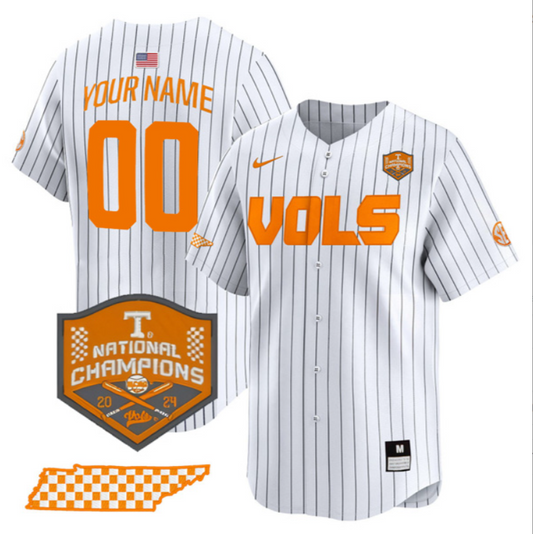 Custom Tennessee Vols Jersey College Baseball World Series Champions Pinstripe