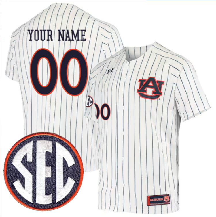Custom Auburn Tigers Baseball White Pinstripe Jersey – All Stitched