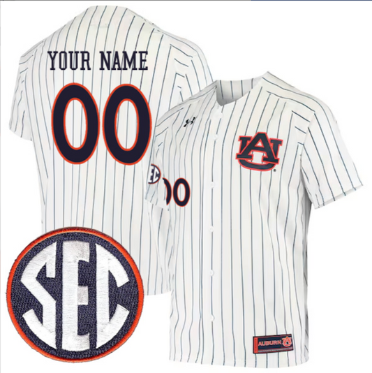 Custom Auburn Tigers Baseball White Pinstripe Jersey – All Stitched