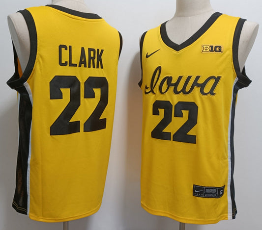 Caitlin Clark Jersey #22 Iowa Hawkeyes  asketball Stitched Yellow