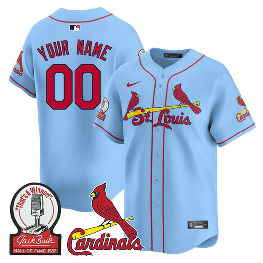 Custom St. Louis Cardinals Jersey Name, Number Jack Buck Limited Stitched Blue