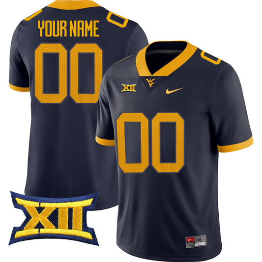 Custom West Virginia Mountaineers Jersey Name and Number College Football Navy – All Stitched