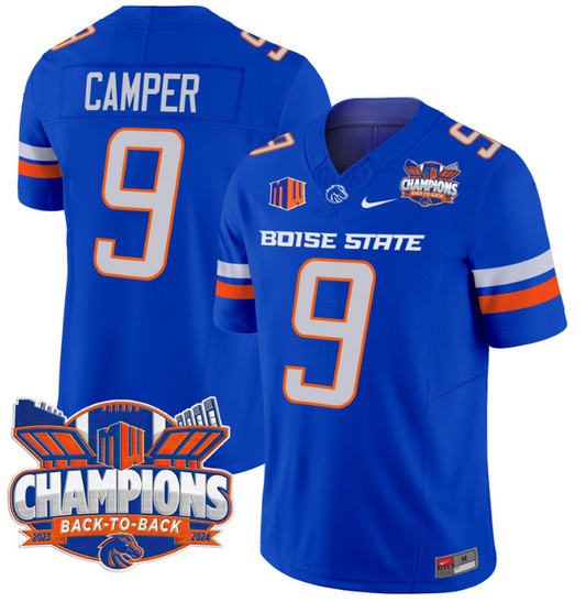 Cameron Camper Jersey #9 Boise State Broncos Back To Back Champions Royal