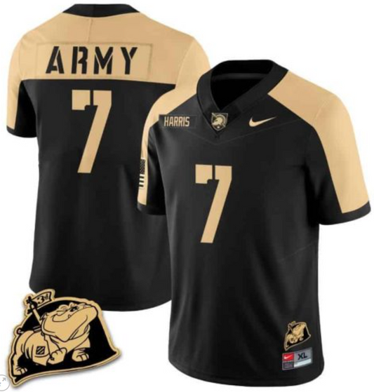 Champ Harris Jersey #7 Army Black Knights Jersey Rocky The Bulldog Patch Vapor Limited College Football Stitched Black