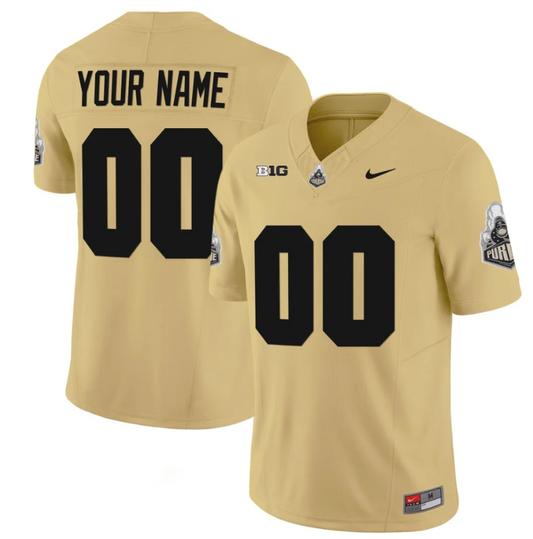 Custom Purdue Boilermakers Jersey Name and Number Vapor Football Stitched Gold