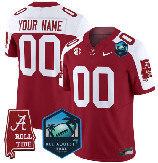 Custom Alabama Crimson Tide Jersey 2025 ReliaQuest Bowl Patch Crimson Alternate