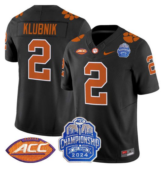 Cade Klubnik Jersey #2 Clemson Tigers 2024 ACC Championship Patch Black