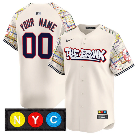CustomNew York Yankees Jersey The Bronx Subway Style Vapor Premier Limited Stitched Cream