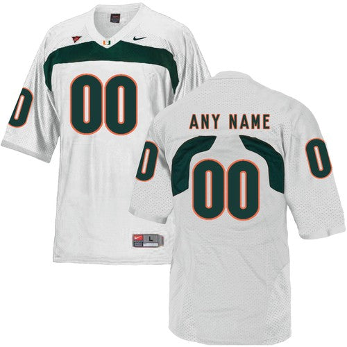 Custom Miami Hurricanes Jersey Name and Number NCAA College Football Replica White