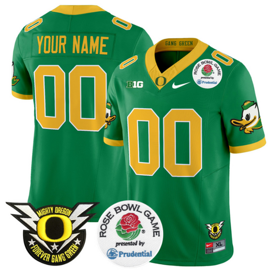 Custom Oregon Ducks Jersey 2025 Rose Bowl Vapor Football Stitched Green
