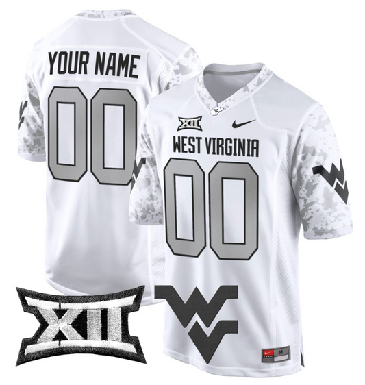 Custom West Virginia Mountaineers Jersey Name, Number Game Football White