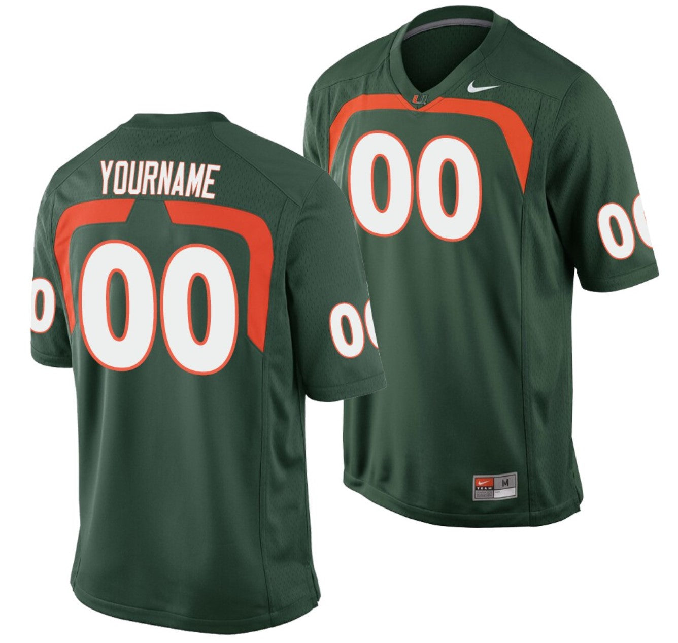 Custom Miami Hurricanes Jersey Name and Number NCAA College Football Game Green
