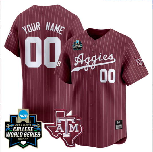 Custom Texas A&M Baseball World Series Maroon Pinstripe Jersey – All Stitched