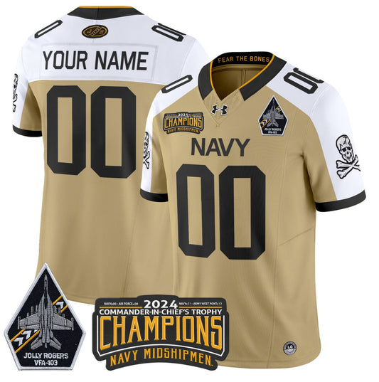 Custom Navy Midshipmen Jersey Commander-in-chief's Trophy Champions Gold Alternate