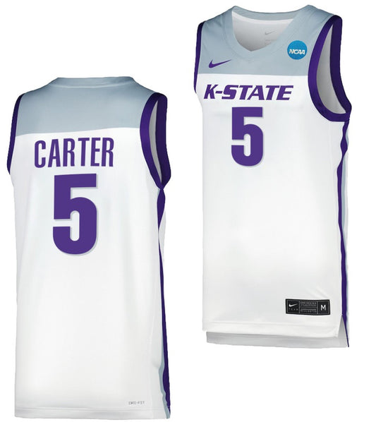 Cam Carter Jersey Kansas State Wildcats College Basketball 2023 NCAA March Madness White #5