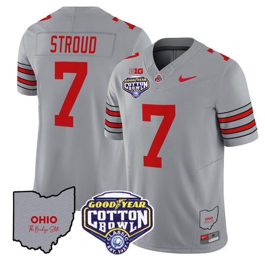 CJ Stroud Jersey #7 Ohio State Buckeyes Cotton Bowl Patch Stitched Gray