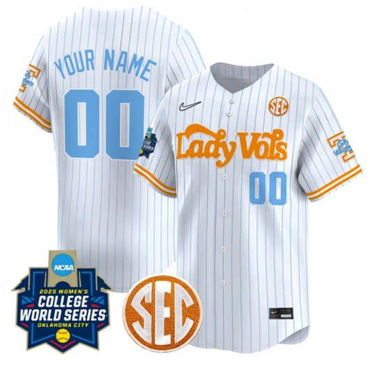 Custom Tennessee Volunteers Jersey Softball 2025 World Series Stitched Pinstripe