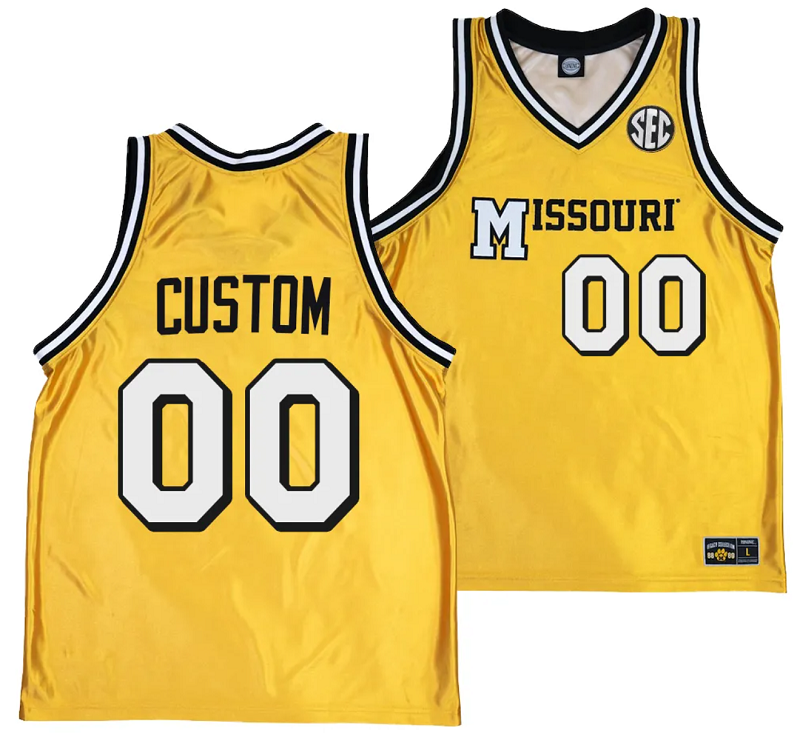 Custom Missouri Tigers Jersey Name and Number Alternate Basketball Throwback Legacy uniform Gold