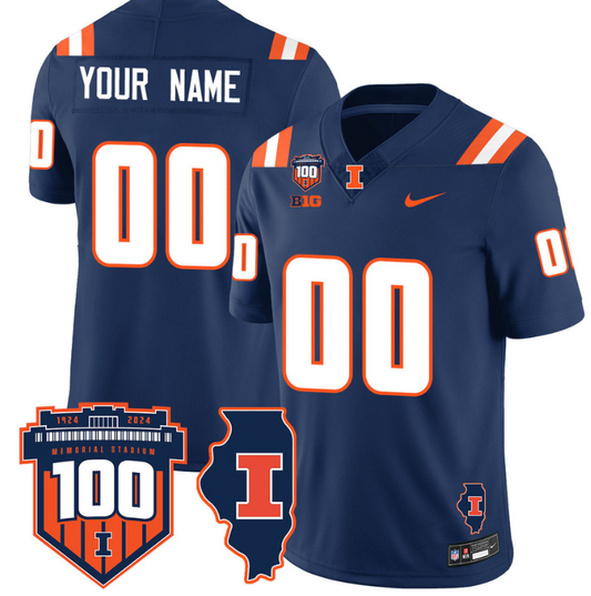 Custom Illinois Fighting Jersey Name and Number Vapor Limited College Football Stitched Navy