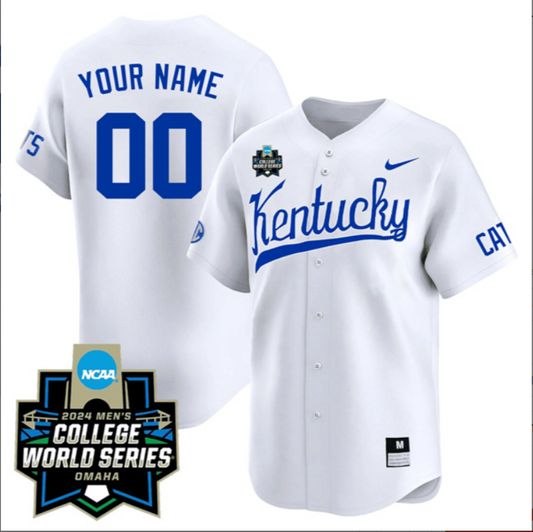 Custom Kentucky Wildcats College Baseball World Series Jersey – White