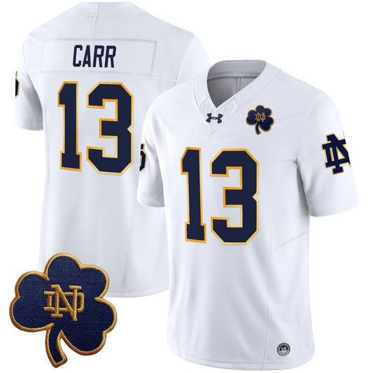 CJ Carr Jersey #13 Notre Dame 2025 Vapor Limited V3 Stitched White