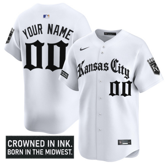 Custom Kansas City Royals Jersey Gothic Crown Edition Vapor Premier Limited Stitched White