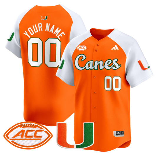 Custom Miami Hurricanes Jersey Name, Number 2024 Baseball V2 White