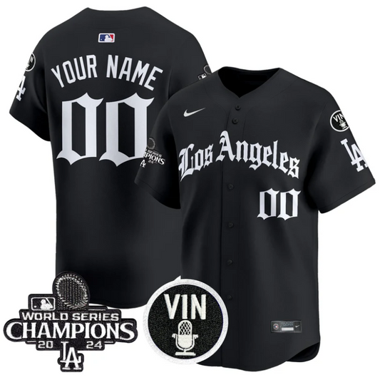 Custom Dodgers Jersey Name, Number 2025 LA Gothic Style Vapor Premier Limited Stitched Black
