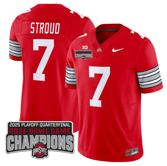 CJ Stroud Jersey #7 Ohio State 2025 Rose Bowl Champions Patch Red