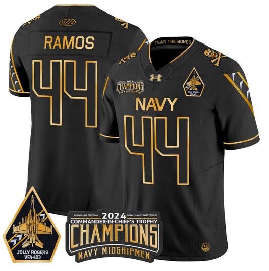 Colin Ramos Jersey #44 Navy Midshipmen Commander-in-chief's Trophy Black Gold