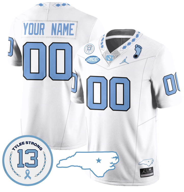 Custom North Carolina Tar Heels Jersey Name and Number Vapor College Football Stitched White