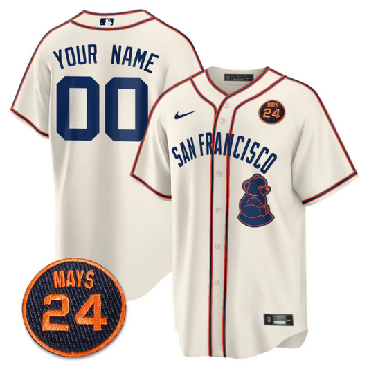 Custom San Francisco Giants Jersey #24 Willie Mays Patch 2024 Vapor Premier Limited  Cream
