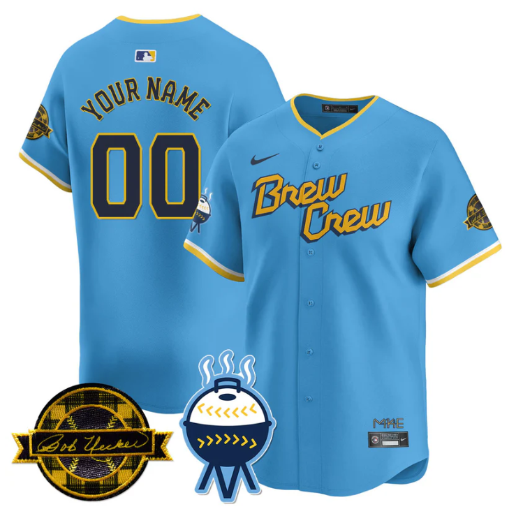 Custom Milwaukee Brewers Jersey Name, Number 2025 Limited Bob Uecker Patch Stitched City Connect