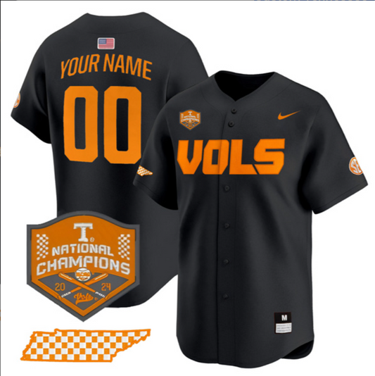 Custom Tennessee Volunteers Jersey College Baseball World Series Champions Black