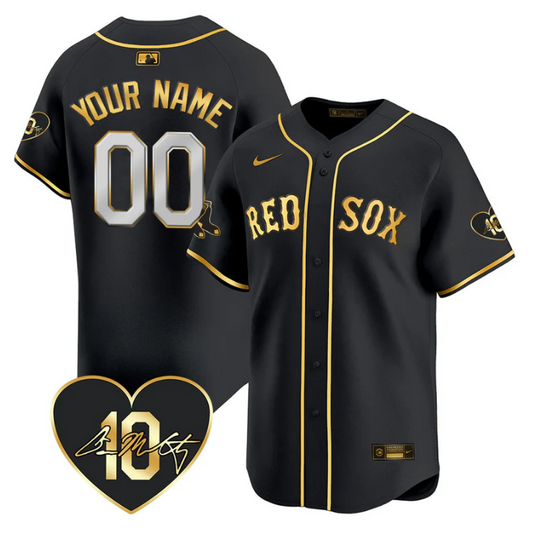 Custom Boston Red Sox Jersey Dave McCarty Memorial Patch Stitched Black Gold