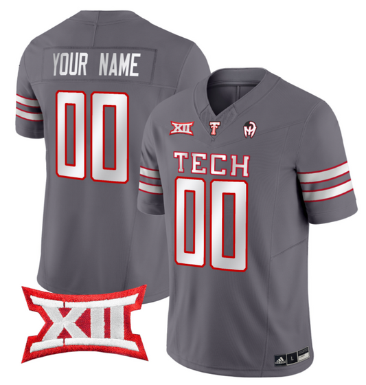 Custom Texas Tech Red Raiders Jersey Name and Number Vapor Limited Football Grey
