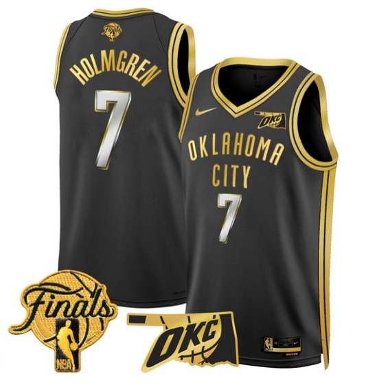 Chet Holmgren Jersey # 7 Oklahoma City Thunder 2025 Finals Swingman Stitched Black Gold