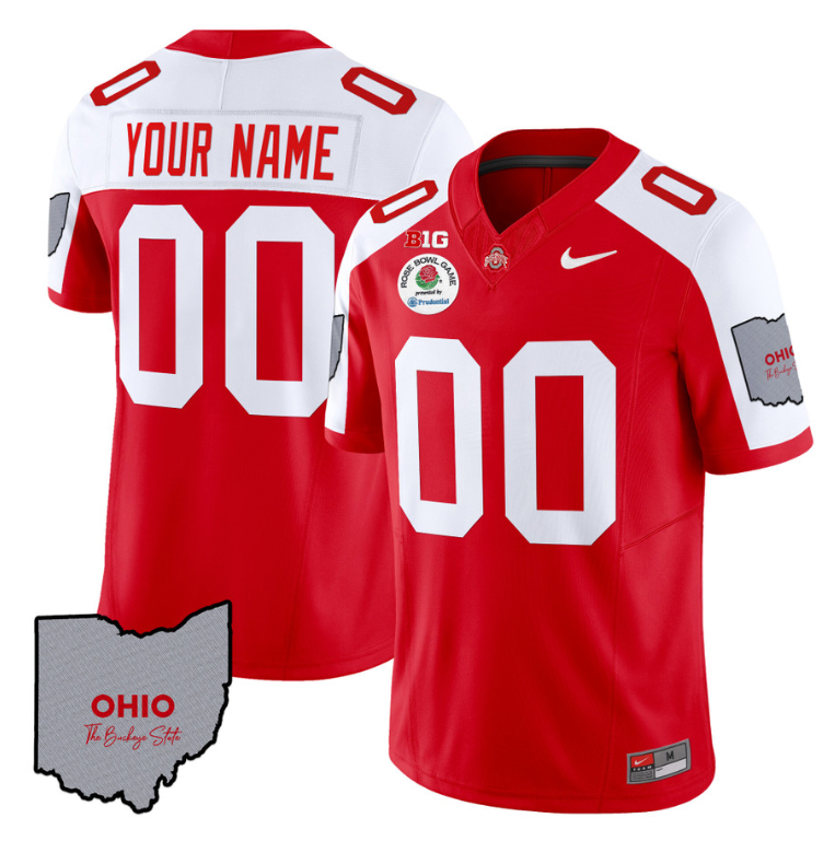 Custom Ohio State Buckeyes Jersey Rose Bowl Vapor Football V3 Red Alternate