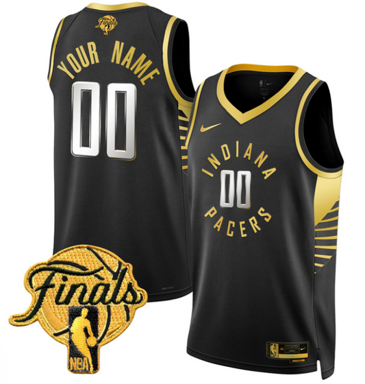 Custom Indiana Pacers Jersey 2025 Finals Swingman Stitched Black Gold