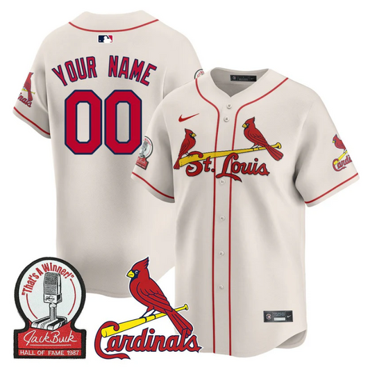 Custom St. Louis Cardinals Jersey Name, Number Jack Buck Limited Stitched Cream
