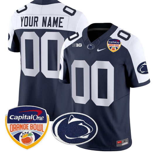 Custom Penn State Jersey Name, Number Orange Bowl Patch Stitched Navy Alternate