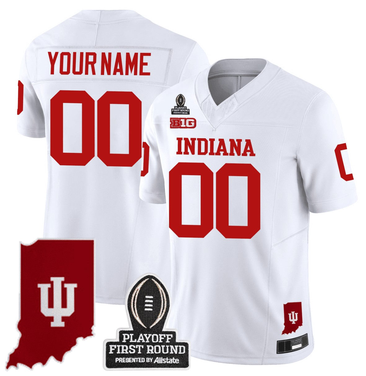 Custom Indiana Hoosiers Jersey Name, Number CFP First Round Patch Football White