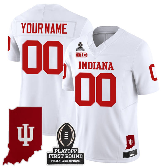 Custom Indiana Hoosiers Jersey Name, Number CFP First Round Patch Football White