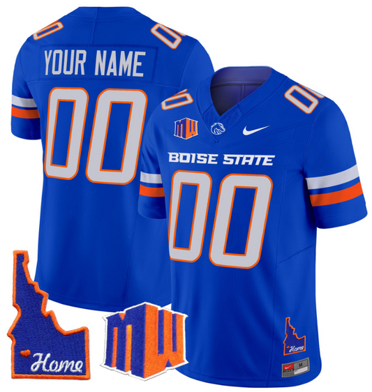 Custom Boise State Broncos Jersey Name, Number Home Patch Vapor Football Royal