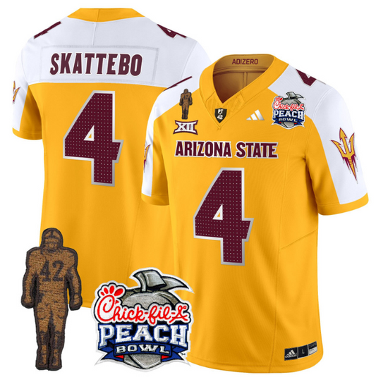 Cam Skattebo Jersey #4 Arizona State Peach Bowl Patch Football V2 Gold Alternate