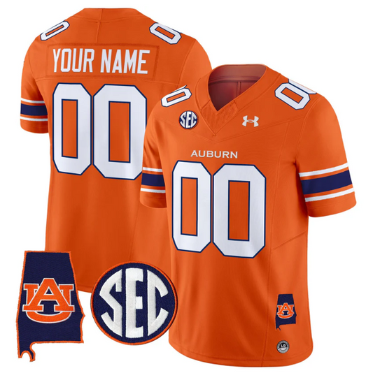 Custom Auburn Tigers Jersey Name, Number 2025 Alabama Patch Stitched Orange