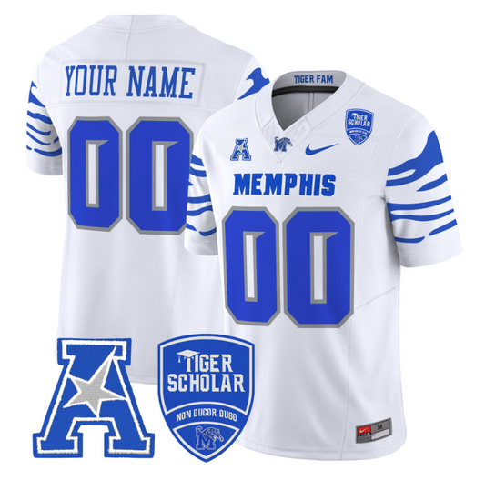 Custom Memphis Tigers Jersey 2024 Vapor Limited Football Stitched White