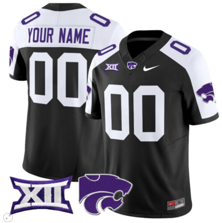 Custom Kansas State Wildcats Jersey Name and Number Vapor Limited Football Black Alternate
