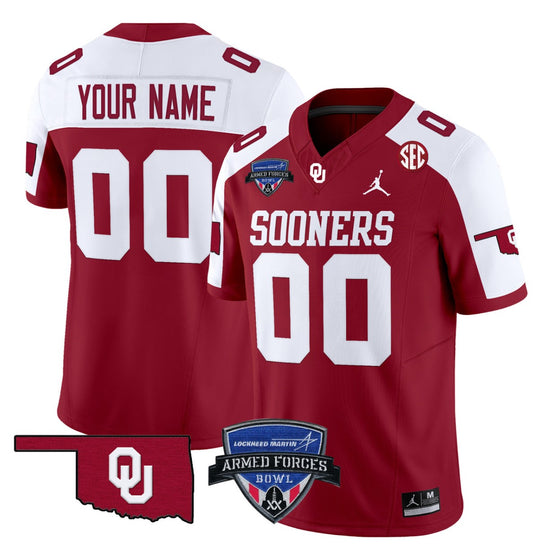 Custom Oklahoma Sooners Jersey 2025 Armed Forces Bowl Patch Vapor Alternate