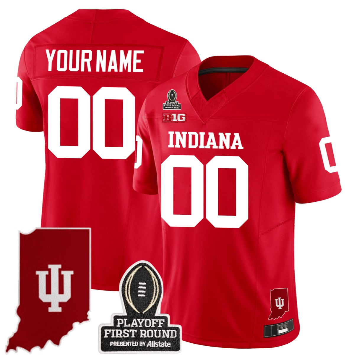 Custom Indiana Hoosiers Jersey Name, Number CFP First Round Patch Football Red